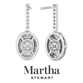 Martha Stewart 2 1/2 Carat Oval Shape Lab Grown Diamond Drop Earrings In 14 Karat White Gold