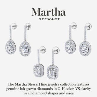 Martha Stewart 2 1/2 Carat Oval Shape Lab Grown Diamond Drop Earrings In 14 Karat White Gold