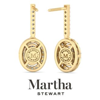 Martha Stewart 2 1/2 Carat Oval Shape Lab Grown Diamond Drop Earrings In 14 Karat Yellow Gold