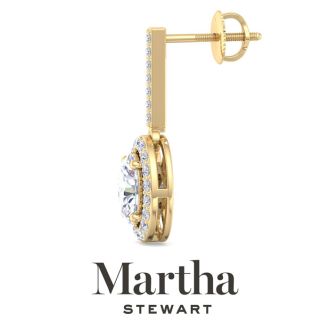 Martha Stewart 2 1/2 Carat Oval Shape Lab Grown Diamond Drop Earrings In 14 Karat Yellow Gold