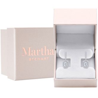 Martha Stewart 2 1/2 Carat Emerald Cut Lab Grown Diamond Drop Earrings In 14 Karat White Gold