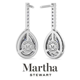 Martha Stewart 2 1/2 Carat Pear Shape Lab Grown Diamond Drop Earrings In 14 Karat White Gold