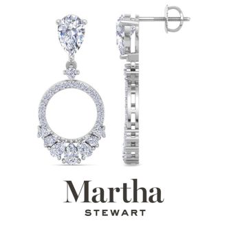 Martha Stewart 3 Carat Pear Shape Lab Grown Diamond Drop Earrings In 14 Karat White Gold