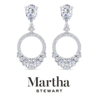 Martha Stewart 3 Carat Pear Shape Lab Grown Diamond Drop Earrings In 14 Karat White Gold
