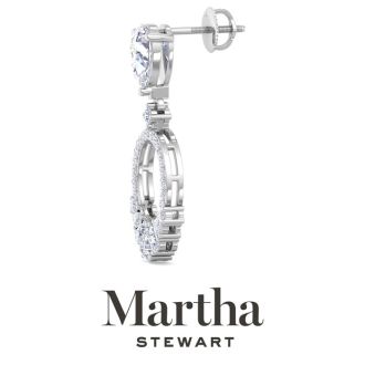 Martha Stewart 3 Carat Pear Shape Lab Grown Diamond Drop Earrings In 14 Karat White Gold
