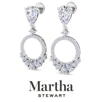 Martha Stewart 3 Carat Pear Shape Lab Grown Diamond Drop Earrings In 14 Karat White Gold