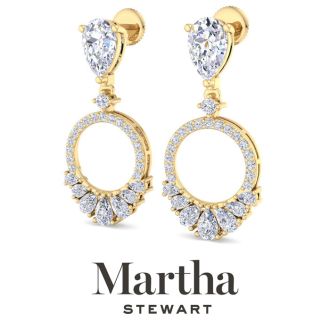 Martha Stewart 3 Carat Pear Shape Lab Grown Diamond Drop Earrings In 14 Karat Yellow Gold