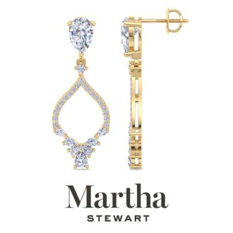 Martha Stewart 3 Carat Pear Shape Lab Grown Diamond Drop Earrings In 14 Karat Yellow Gold