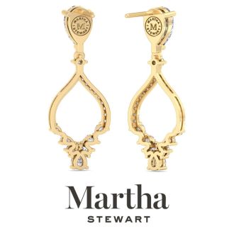 Martha Stewart 3 Carat Pear Shape Lab Grown Diamond Drop Earrings In 14 Karat Yellow Gold