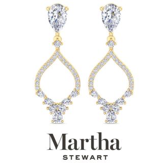 Martha Stewart 3 Carat Pear Shape Lab Grown Diamond Drop Earrings In 14 Karat Yellow Gold