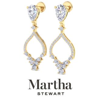Martha Stewart 3 Carat Pear Shape Lab Grown Diamond Drop Earrings In 14 Karat Yellow Gold