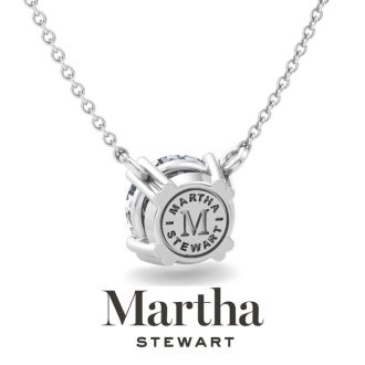 Martha Stewart 3 Carat Round Shape Lab Grown Diamond Solitaire Necklace In 14K White Gold