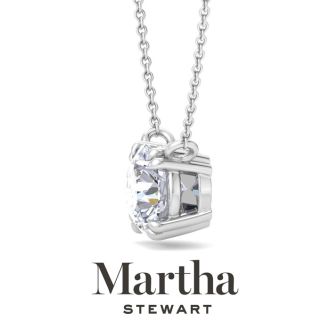 Martha Stewart 3 Carat Round Shape Lab Grown Diamond Solitaire Necklace In 14K White Gold