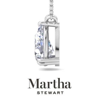 Martha Stewart 3 Carat Pear Shape Lab Grown Diamond Solitaire Necklace In 14K White Gold