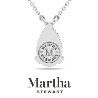 Martha Stewart 3 Carat Pear Shape Lab Grown Diamond Solitaire Necklace In 14K White Gold