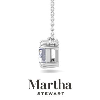 Martha Stewart 3 Carat Emerald Cut Lab Grown Diamond Solitaire Necklace In 14K White Gold