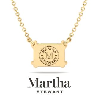 Martha Stewart 3 Carat Emerald Cut Lab Grown Diamond Solitaire Necklace In 14K White Gold