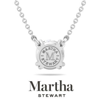 Martha Stewart 2 Carat Round Shape Lab Grown Diamond Solitaire Necklace In 14K White Gold