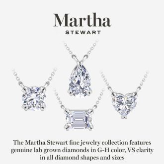 Martha Stewart 2 Carat Round Shape Lab Grown Diamond Solitaire Necklace In 14K White Gold