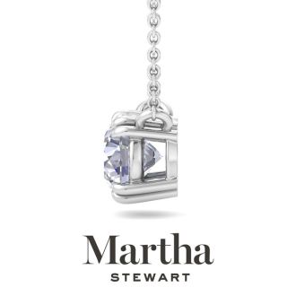 Martha Stewart 2 Carat Round Shape Lab Grown Diamond Solitaire Necklace In 14K White Gold