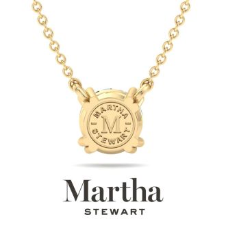 Martha Stewart 2 Carat Round Shape Lab Grown Diamond Solitaire Necklace In 14K White Gold