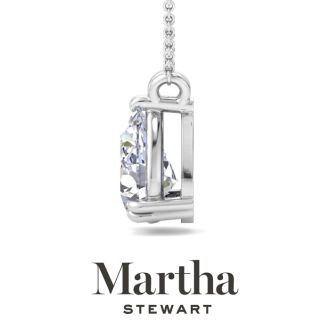 Martha Stewart 2 Carat Pear Shape Lab Grown Diamond Solitaire Necklace In 14K White Gold