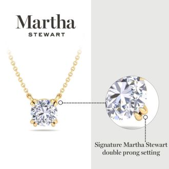 Martha Stewart 2 Carat Pear Shape Lab Grown Diamond Solitaire Necklace In 14K White Gold