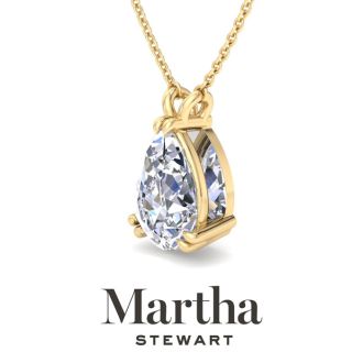 Martha Stewart 2 Carat Pear Shape Lab Grown Diamond Solitaire Necklace In 14K White Gold