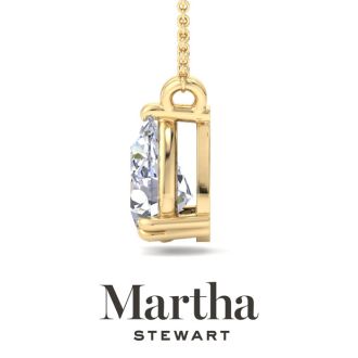 Martha Stewart 2 Carat Pear Shape Lab Grown Diamond Solitaire Necklace In 14K White Gold