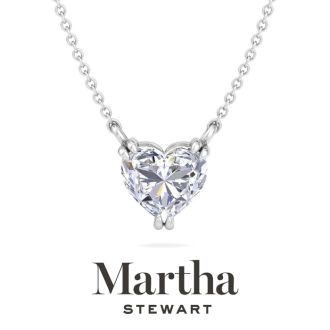 Martha Stewart 2 Carat Heart Shape Lab Grown Diamond Solitaire Necklace In 14K White Gold
