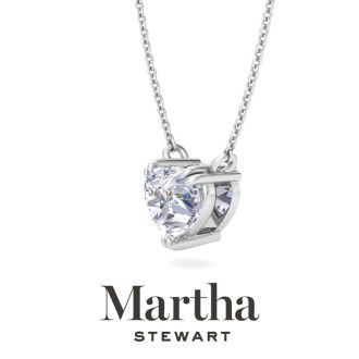 Martha Stewart 2 Carat Heart Shape Lab Grown Diamond Solitaire Necklace In 14K White Gold