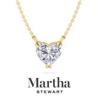 Martha Stewart 2 Carat Heart Shape Lab Grown Diamond Solitaire Necklace In 14K White Gold