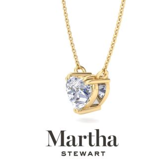 Martha Stewart 2 Carat Heart Shape Lab Grown Diamond Solitaire Necklace In 14K White Gold