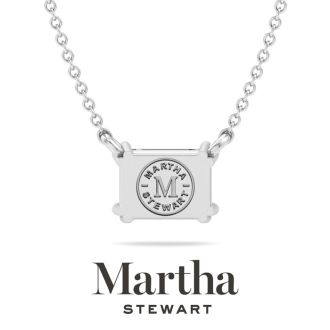 Martha Stewart 2 Carat Emerald Cut Lab Grown Diamond Solitaire Necklace In 14K White Gold