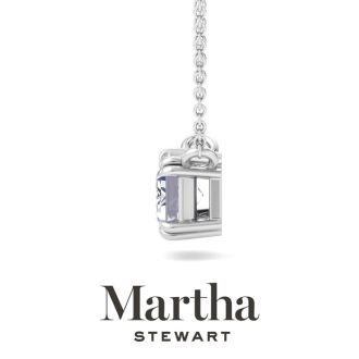 Martha Stewart 2 Carat Emerald Cut Lab Grown Diamond Solitaire Necklace In 14K White Gold
