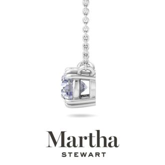 Martha Stewart 1 Carat Round Shape Lab Grown Diamond Solitaire Necklace In 14K White Gold