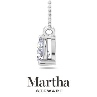 Martha Stewart 1 Carat Pear Shape Lab Grown Diamond Solitaire Necklace In 14K White Gold