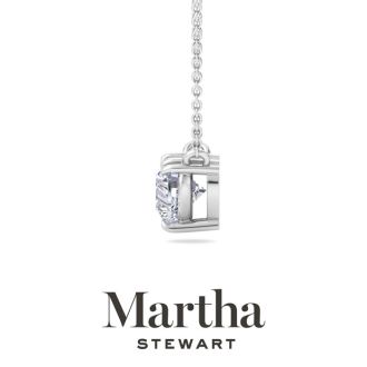 Martha Stewart 1 Carat Heart Shape Lab Grown Diamond Solitaire Necklace In 14K White Gold