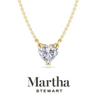 Martha Stewart 1 Carat Heart Shape Lab Grown Diamond Solitaire Necklace In 14K White Gold