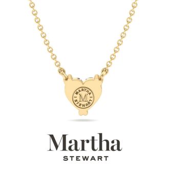 Martha Stewart 1 Carat Heart Shape Lab Grown Diamond Solitaire Necklace In 14K White Gold