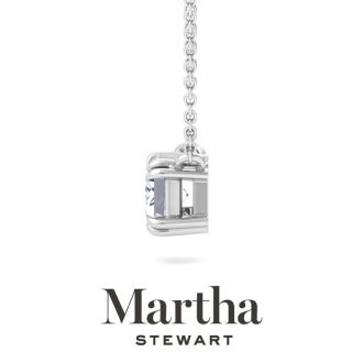 Martha Stewart 1 Carat Emerald Cut Lab Grown Diamond Solitaire Necklace In 14K White Gold