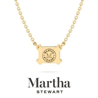 Martha Stewart 1 Carat Emerald Cut Lab Grown Diamond Solitaire Necklace In 14K White Gold