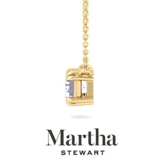 Martha Stewart 1 Carat Emerald Cut Lab Grown Diamond Solitaire Necklace In 14K White Gold
