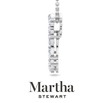Martha Stewart 4 Carat Lab Grown Diamond Marquise and Round Circle Necklace In 14K White Gold