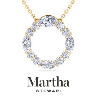 Martha Stewart 4 Carat Lab Grown Diamond Marquise and Round Circle Necklace In 14K Yellow Gold
