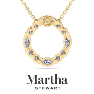 Martha Stewart 4 Carat Lab Grown Diamond Marquise and Round Circle Necklace In 14K Yellow Gold