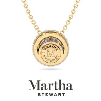 Martha Stewart 2 1/4 Carat Lab Grown Diamond Halo Necklace In 14K Yellow Gold