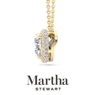 Martha Stewart 2 1/4 Carat Lab Grown Diamond Halo Necklace In 14K Yellow Gold