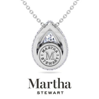 Martha Stewart 2 1/4 Carat Pear Shape Lab Grown Diamond Halo Necklace In 14K White Gold