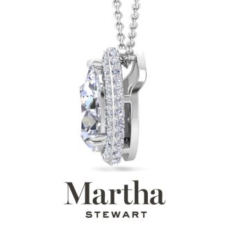 Martha Stewart 2 1/4 Carat Pear Shape Lab Grown Diamond Halo Necklace In 14K White Gold